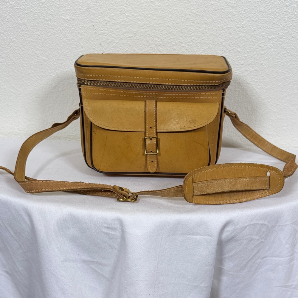 Made in USA Top Grain Genuine Cowhide Leather Vintage Camera Travel Bag